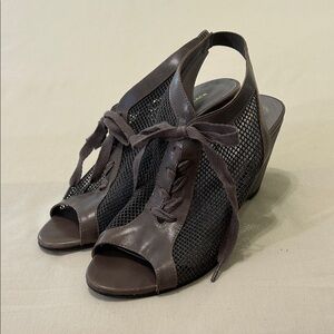 All Black Brand Stylish Brown Lace-up Mesh  Wedge Sandals 9.5